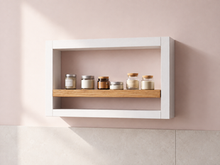 Wall shelf-frame "Portal" 450&times;250 mm, solid wood, hidden fastening - white