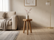 Pebble wooden stool 20*20 cm made of solid wood, round stool on 3 legs - natural oak