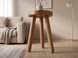Pebble wooden stool 20*20 cm made of solid wood, round stool on 3 legs - natural oak