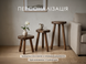 Pebble wooden stool 20*20 cm made of solid wood, round stool on 3 legs - natural oak