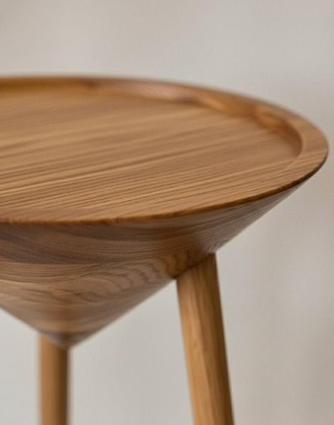 Handmade Black Oak Japandi Pedestal Table, Modern Farmhouse Plant Stand