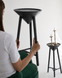 Handmade Black Oak Japandi Pedestal Table, Modern Farmhouse Plant Stand