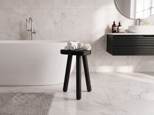 Round wooden stool Pebble &Oslash;20 cm, height 20 cm, solid oak - black