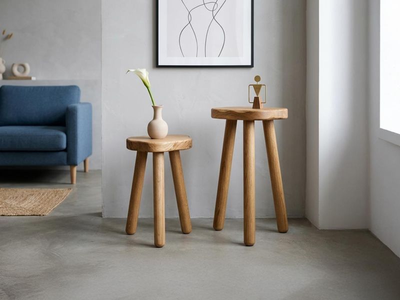 Round wooden stool Pebble &Oslash;20 cm, height 20 cm, solid oak - black