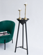Handmade Black Oak Japandi Pedestal Table, Modern Farmhouse Plant Stand