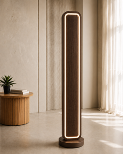 RGB Oak Wood Floor Lamp, Color Changing LED Remote Lighting