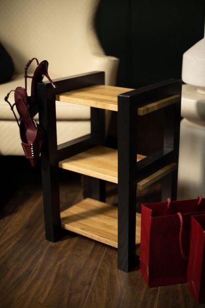 Oak Wood Entryway Shoe Shelf, Rustic Shoe Organizer