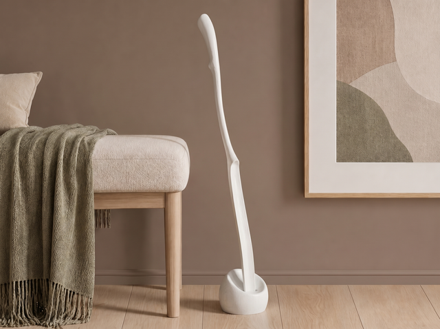 White long standing shoe horn, handmade functional furniture, wood home decor gift