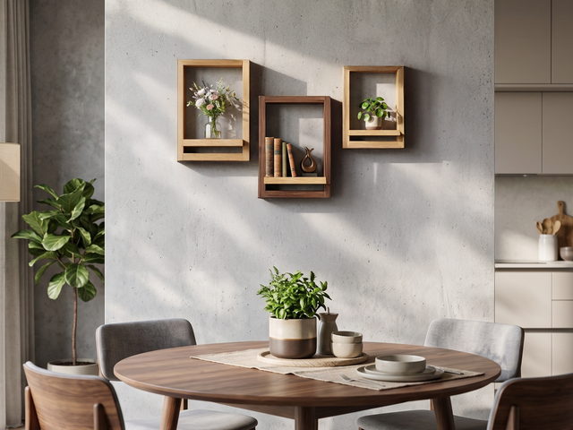 Wall-mounted portal shelf 300*450 mm made of solid wood with hidden fastening, tobacco