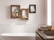 Wall-mounted portal shelf 300*450 mm made of solid wood with hidden fastening, tobacco