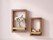 Wall-mounted portal shelf 300*450 mm made of solid wood with hidden fastening, tobacco