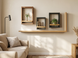 Wall-mounted portal shelf 300*450 mm made of solid wood with hidden fastening, tobacco