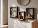 Wall-mounted portal shelf 300*450 mm made of solid wood with hidden fastening, tobacco