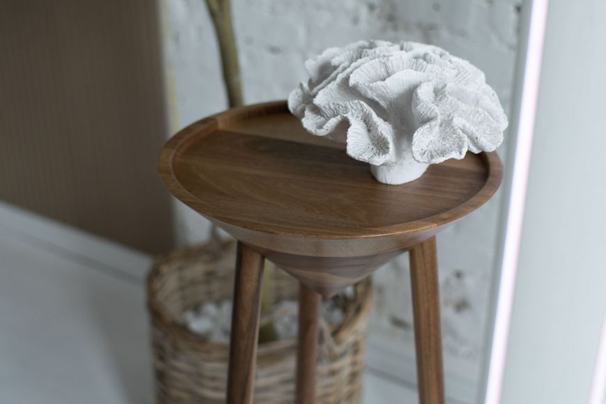 Handmade Black Oak Japandi Pedestal Table, Modern Farmhouse Plant Stand