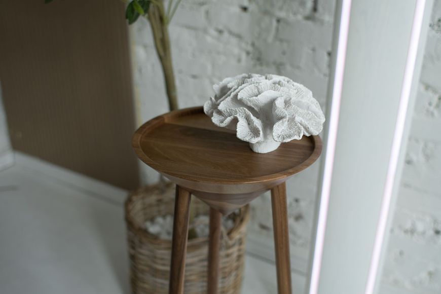 Handmade Black Oak Japandi Pedestal Table, Modern Farmhouse Plant Stand